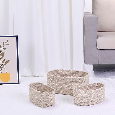 6 Pcs Woven Storage Basket, Shelf Closet Storage Organizer Bin for Blankets, Clothes