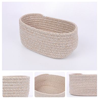 6 Pcs Woven Storage Basket, Shelf Closet Storage Organizer Bin for Blankets, Clothes