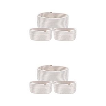 6 pc Woven Storage Basket, Shelf Closet Storage Organizer Bin for Blankets, Clothes