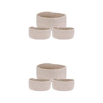 6 pc Woven Storage Basket, Shelf Closet Storage Organizer Bin for Blankets, Clothes