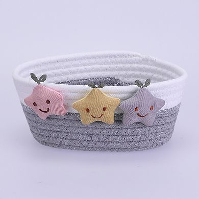 2 Pcs Woven Storage Basket, Star Shelf Closet Storage Bin for Entryway Desk Key Tray Bowl