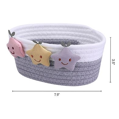 2 Pcs Woven Storage Basket, Star Shelf Closet Storage Bin for Entryway Desk Key Tray Bowl