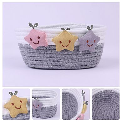 2 Pcs Woven Storage Basket, Star Shelf Closet Storage Bin for Entryway Desk Key Tray Bowl