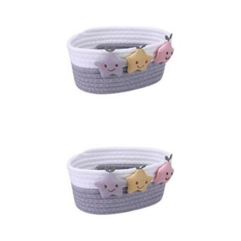 2 pc Woven Storage Basket, Star Shelf Closet Storage Bin for Entryway Desk Key Tray Bowl