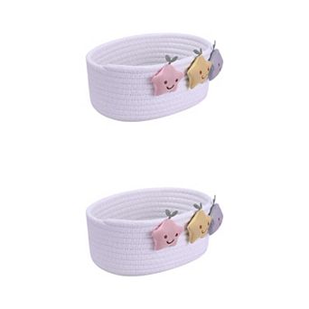 2 pc Woven Storage Basket, Star Shelf Closet Storage Bin for Entryway Desk Key Tray Bowl