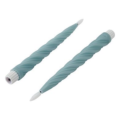 Mikasa Set of 2 Grey Twist LED 10-in. Wax Taper with Flickering Light