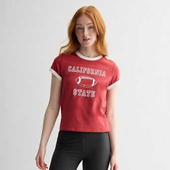 Juniors' California State Football Graphic Ringer Tee