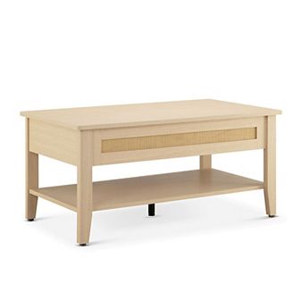 510 Design Lennox Rattan Lift-Top Coffee Table with Storage & Lower Open Shelf
