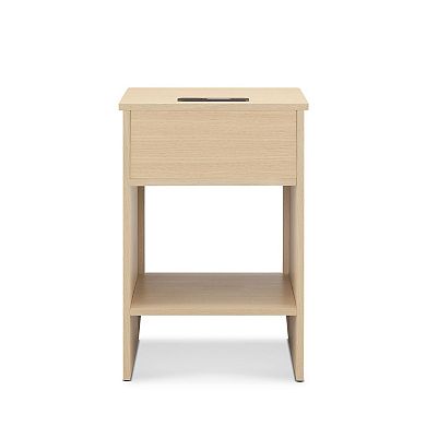 510 Design Lennox Rattan Accent Side Table with Drawer Storage & Lower Open Shelf