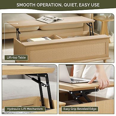 510 Design Teagan Rattan Lift-Top Coffee Table with Storage