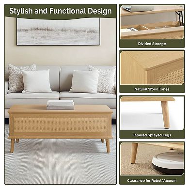510 Design Teagan Rattan Lift-Top Coffee Table with Storage