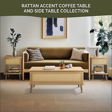 510 Design Teagan Rattan Lift-Top Coffee Table with Storage
