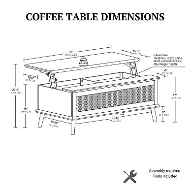 510 Design Teagan Rattan Lift-Top Coffee Table with Storage