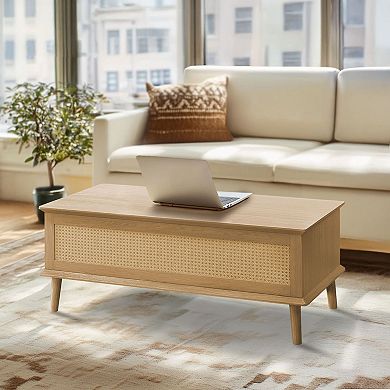510 Design Teagan Rattan Lift-Top Coffee Table with Storage