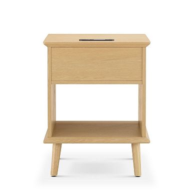 510 Design Teagan Rattan Accent Side Table with Drawer Storage & Lower Open Shelf