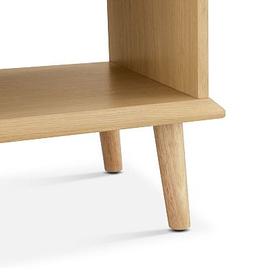 510 Design Teagan Rattan Accent Side Table with Drawer Storage & Lower Open Shelf