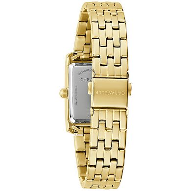 Caravelle by Bulova Women's Classic Rectangular Gold Tone Stainless Steel Crystal Accent Watch - 45L192