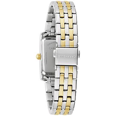 Caravelle by Bulova Women's Classic Rectangular Two Tone Stainless Steel Crystal Accent Watch - 45L191