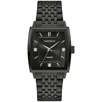 Caravelle by Bulova Men's Modern Black Ion-Plated Stainess Steel Diamond Accent Watch - 45D111