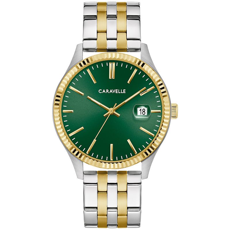 Caravelle by Bulova Men's Two-Tone Stainless Steel Green Dial Watch - 45B162, Size: 41 MM