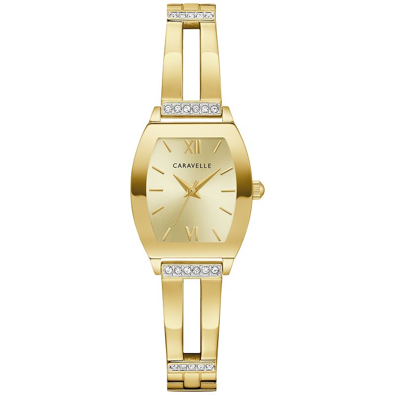 Caravelle by Bulova Women's Gold Tone Stainless Steel Crystal Accent Bangle with Expansion Band Watch - 44L226, Size: 22MM
