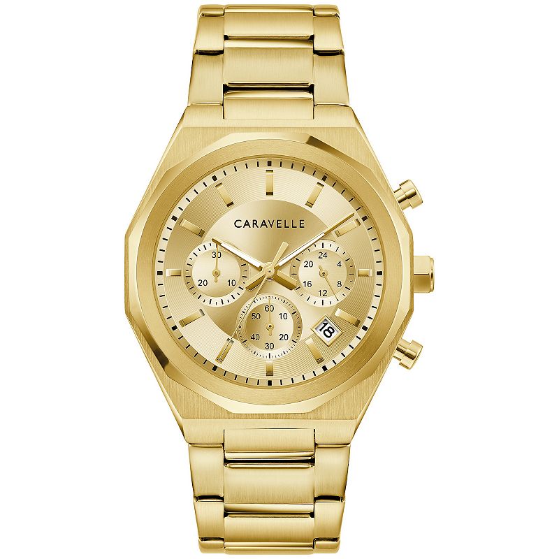 Caravelle by Bulova Men's Gold Tone Stainless Steel Chronograph Watch - 44A123, Size: 40 mm