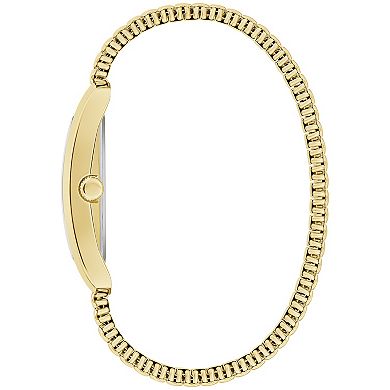 Caravelle by Bulova Men's Classic Rectangular Gold Tone Stainless Steel Black Dial Expansion Band Watch - 44A122
