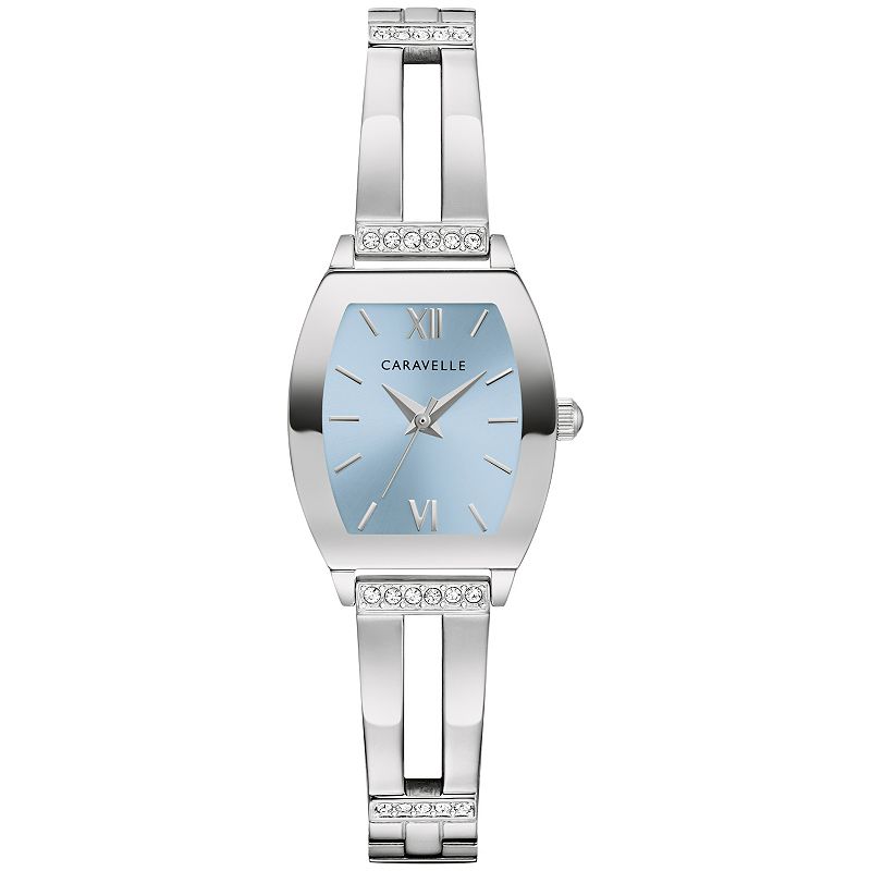 Caravelle by Bulova Women's Stainless Steel Crystal Accent Blue Dial Bangle with Expansion Band Watch - 43L223, Size: 22MM