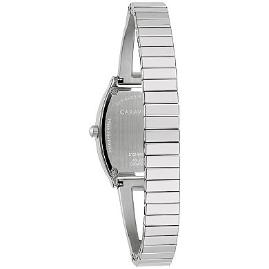 Caravelle by Bulova Women's Stainless Steel Crystal Accent Blue Dial Bangle with Expansion Band Watch - 43L223