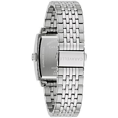 Caravelle by Bulova Men's Modern Stainless Steel Diamond Accent Blue Dial Watch - 43D108