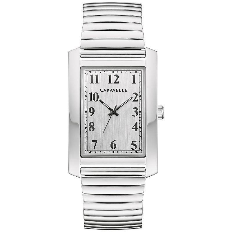 Caravelle by Bulova Men's Stainless Steel Rectangular Expansion Band Watch - 43A157, Size: 30MM, Silver