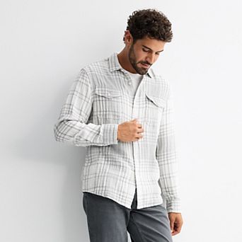 Men's Sonoma Goods For Life® Long Sleeve Double Weave Perfect Length Shirt