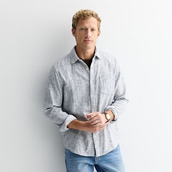 Men's Sonoma Goods For Life® Long Sleeve Double Weave Perfect Length Shirt