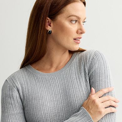 Women's Nine West Variegated Ribbed Crew Neck Sweater