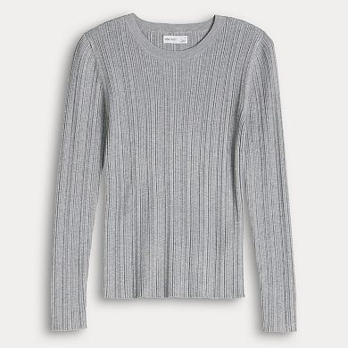Women's Nine West Variegated Ribbed Crew Neck Sweater