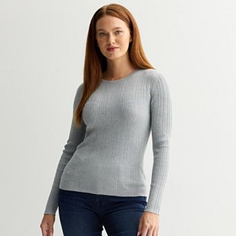 Women's Nine West Variegated Ribbed Crew Neck Sweater