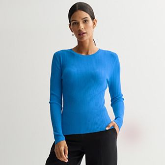 Women's Nine West Variegated Ribbed Crew Neck Sweater