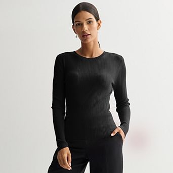 Women's Nine West Variegated Ribbed Crew Neck Sweater