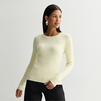 Women's Nine West Variegated Ribbed Crew Neck Sweater