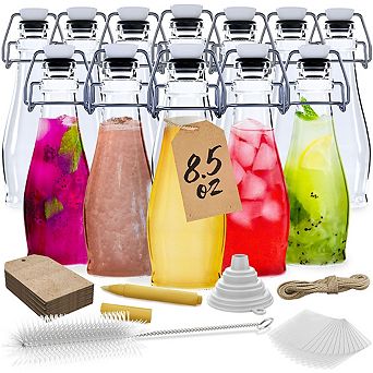 Nevlers 8.5 oz Teardrop Swing Top Glass Bottle Set (Pack of 12)