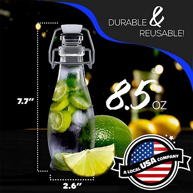 Nevlers 8.5 oz Teardrop Swing Top Glass Bottle Set (Pack of 12)