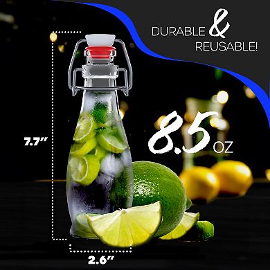 Nevlers 8.5 oz Teardrop Swing Top Glass Bottle Set (Pack of 6)