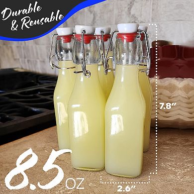 Nevlers 8.5 oz Square Swing Top Glass Bottle Set (Pack of 6)