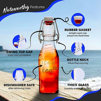 Nevlers 8.5 oz Square Swing Top Glass Bottle Set (Pack of 6)