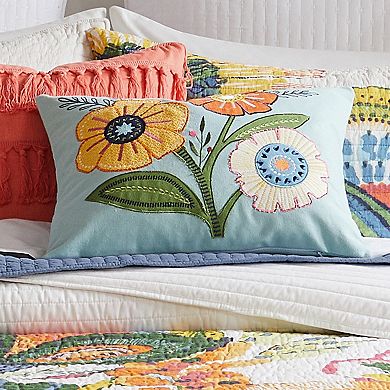 Levtex Home Grandiflora Garden Embroidered Applique Pillow