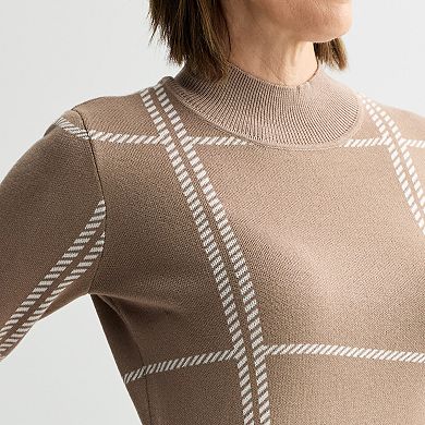 Women's Sandra Darren Mockneck Long Sleeve Sweater Dress