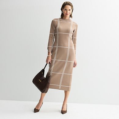 Women's Sandra Darren Mockneck Long Sleeve Sweater Dress