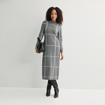 Women's Sandra Darren Mockneck Long Sleeve Sweater Dress