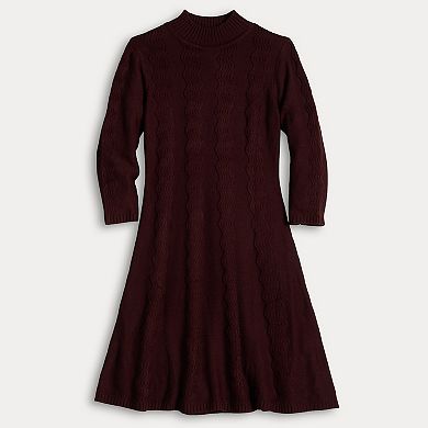 Women's Sandra Darren Cable Knit 3/4 Sleeve Sweater Dress