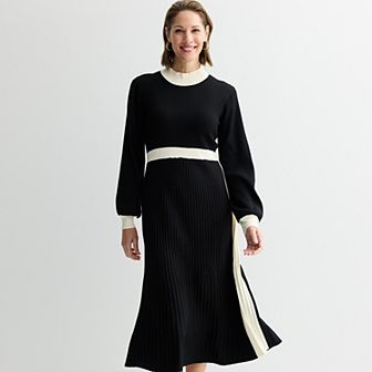 Women's Sandra Darren Long Sleeve Mock Neck Sweater Dress